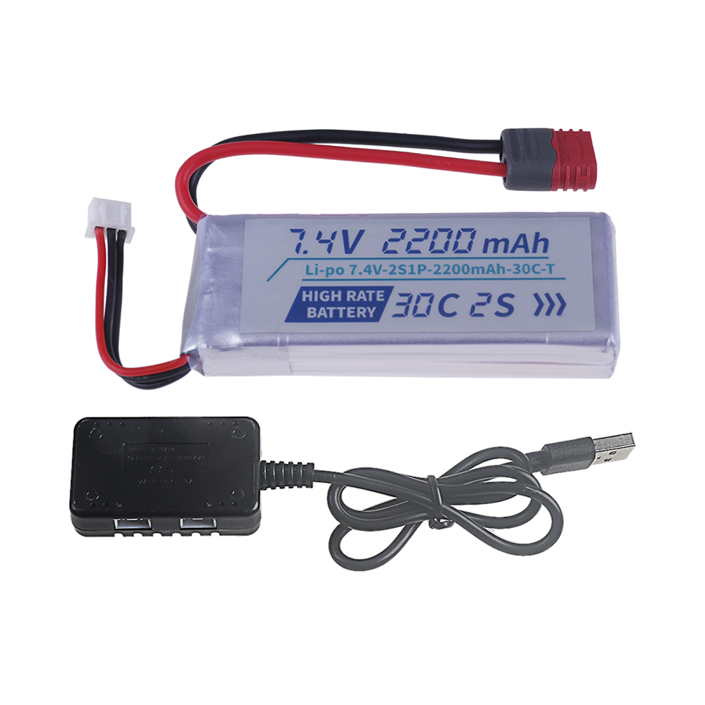 Tプラグ高レート30C 2200mah 7.4Vリポバッテリ - Rc Helicopter Parts のレビューと価格